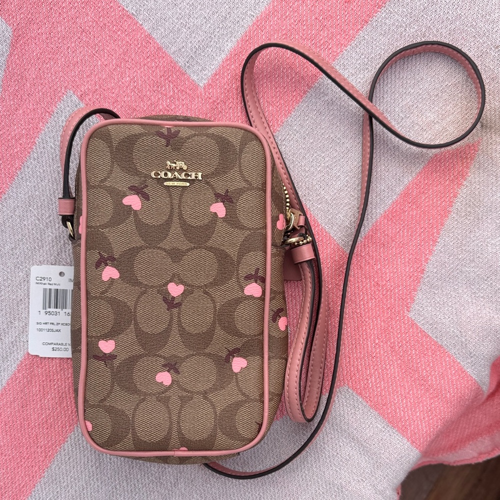 Coach Signature Brown and Pink Crossbody Bag